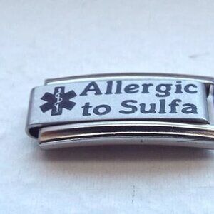 Allergic to Sulfa medical alert sign 9mm laser Italian charm super link new